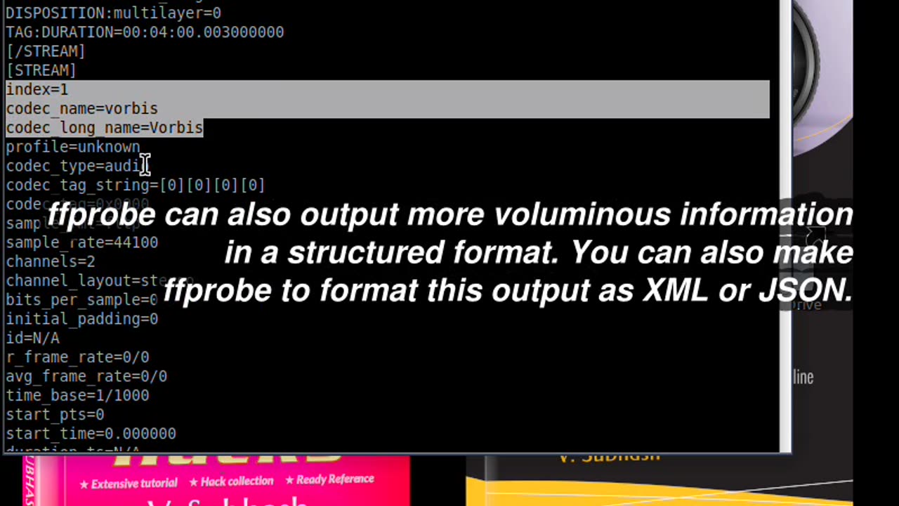 Chapter 2 of book ‘Quick Start Guide to FFmpeg’ — Using ffprobe