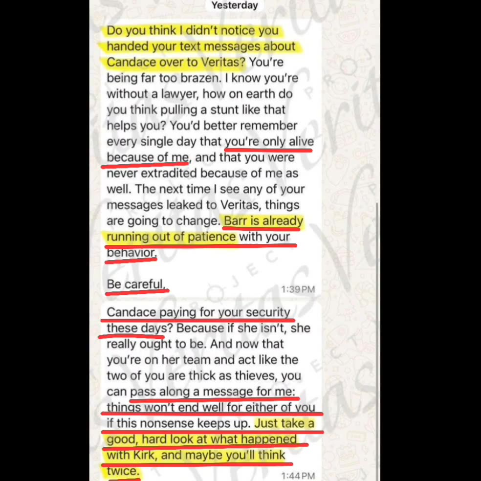 Leaked Text Message Threats at Candace Owens and a Mutual