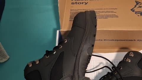 Safety work shoes, with a steel sole protector against penetration by nails or sharp objects.