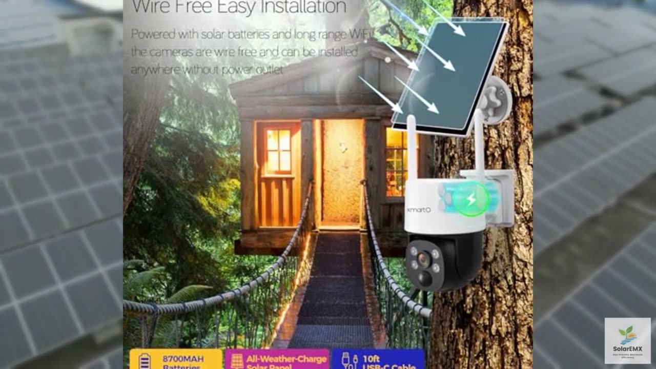 xmartO [Night Color QHD Solar Powered Wire-Free Home PTZ Security Camera Wireles