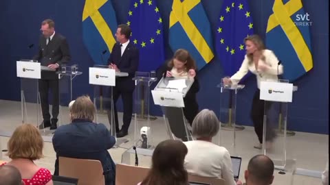 Swedish Health Minister collapsed suddenly during a press conference.
