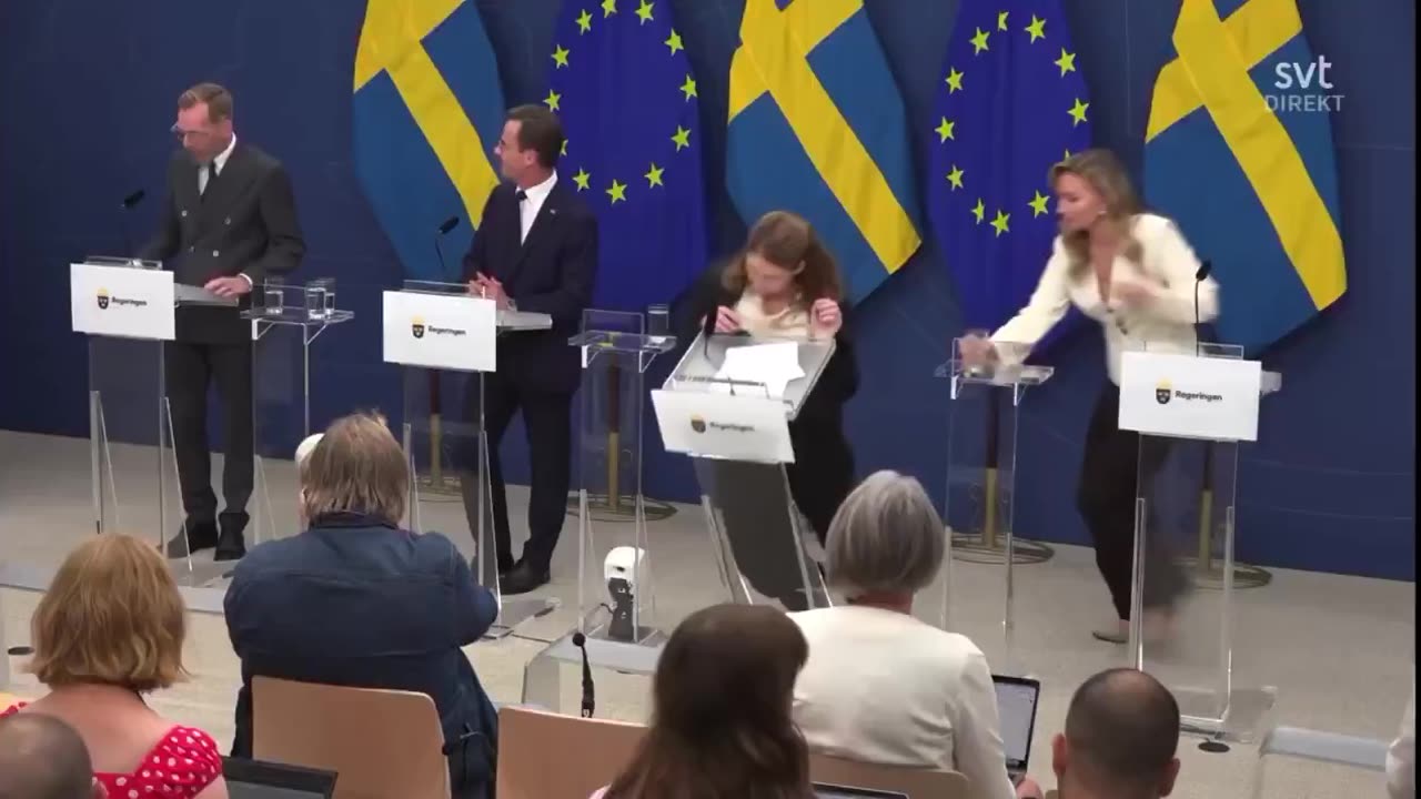 Swedish Health Minister collapsed suddenly during a press conference.