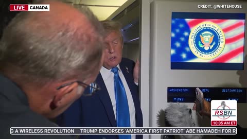WATCH: "if they do anything to our people..." President Trump onboard AF1 after G7 early - 6/17/25