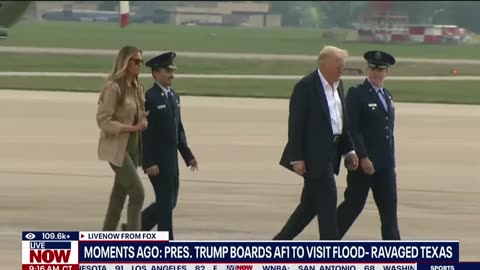 TRUMP AND MELANIA BOARD AIR FORCE ONE HEADING TO TEXAS