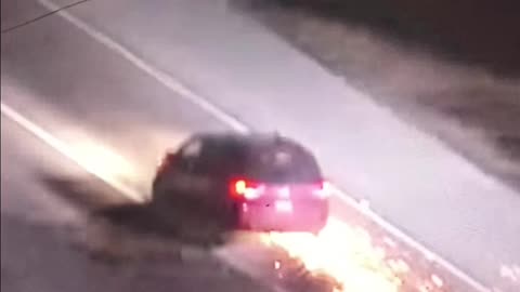 Man tries to save truck from mudslide/sparks fly during pursuit