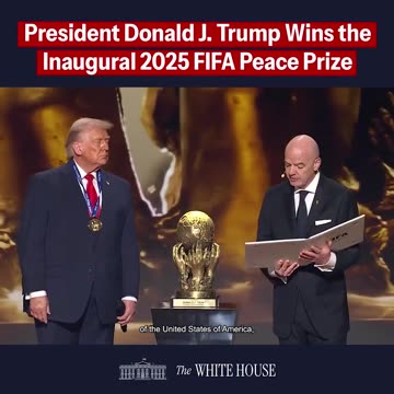 The White House - PEACE PRESIDENT. 🕊️ @FIFAWorldCup President Gianni Infantino awards