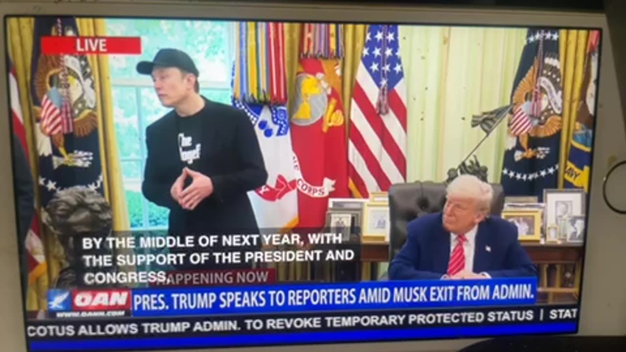🦅OAN live president DJT speaks to reporters amid Musk exit from administration