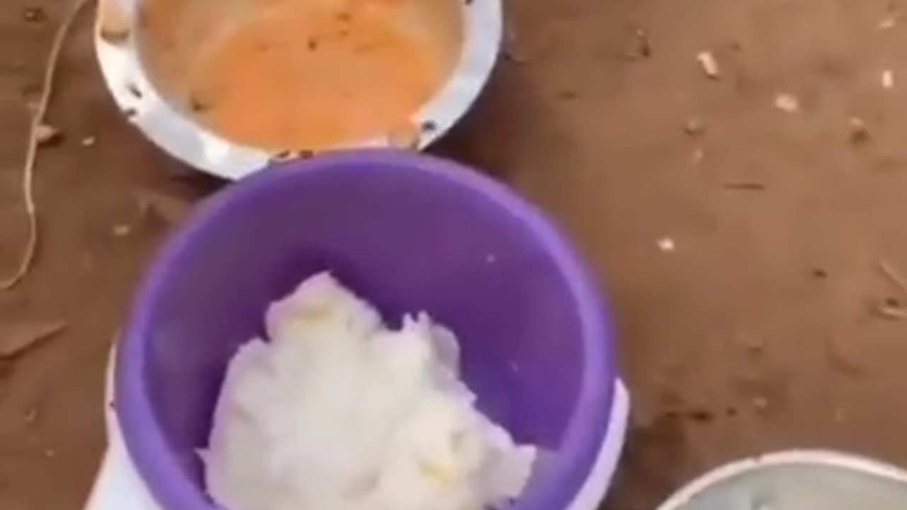 African negro facing his food up with God knows what trash.