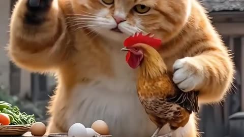 cat and hen funny movements