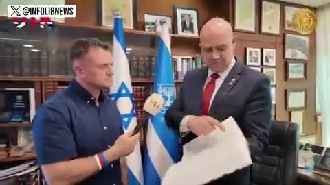 Tommy Robinson's govt-funded hasbara tour of Israel, Knesset Speaker Amir Ohana shows Robinson a book with the word "Jew" written 6-MILLION TIMES!