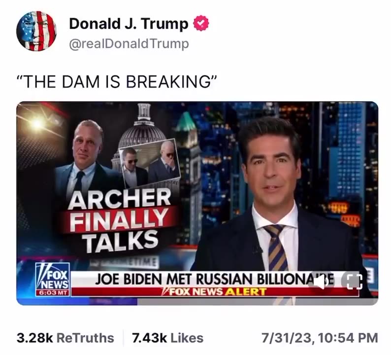 Donald J. Trump @realDonald Trump "THE DAM IS BREAKING"