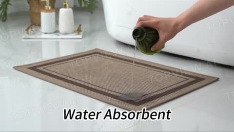 Smiry Luxury Chenille Toilet Rug – Soft, Absorbent & Non-Slip Bathroom Mat (20x20 Beige)