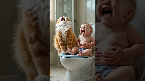 Baby fart and cat laughing