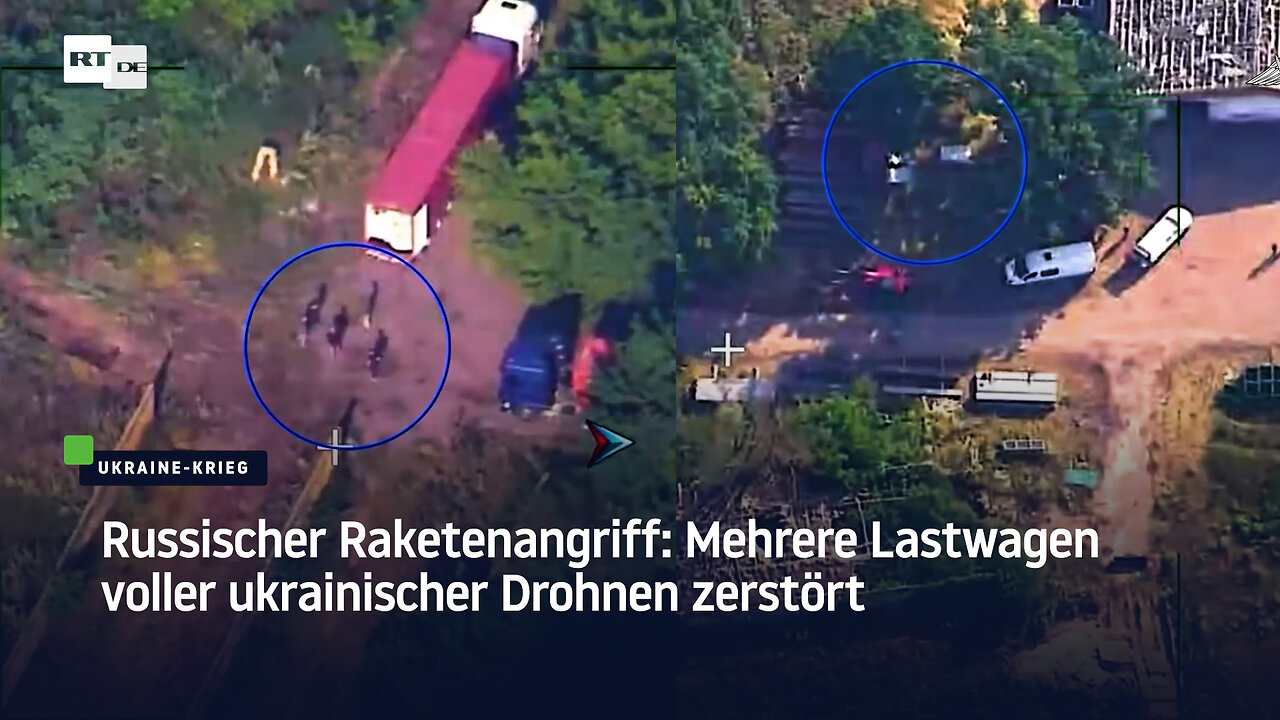 Russischer Raketenangriff: Mehrere Lastwagen voller ukrainischer Drohnen zerstört