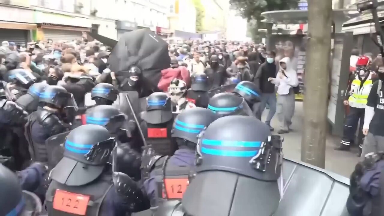 Police_clash_with_protesters_in_France_as_Macron_installs_a_new_PM(1080p) #rumble