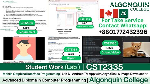 Student Work (𝐋𝐚𝐛 𝟔) | 𝐂𝐒𝐓𝟐𝟑𝟑𝟓 𝐋𝐚𝐛 𝟔 Android TV App with AsyncTask & Image Downloader | Algonquin