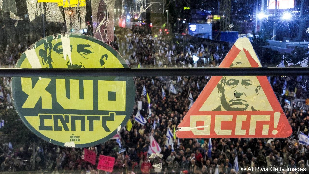 Demonstrations against Netanyahu in Tel Aviv and Jerusalem.