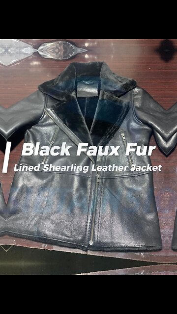 🔥 Women’s Black Faux Fur Lined Aviator Shearling Leather Jacket 🔥