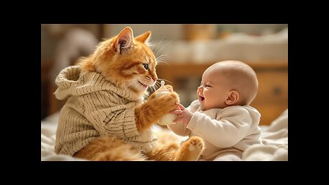 Cats Babysitting Babies? 🐱👶 Watch These Fluffy Cuties Melt Your Heart!