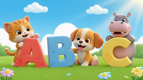 ABC Song with Cute Animals | Alphabet Learning for Kids | Puppy, Kitten & Hippo Rhyme