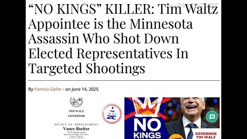 ARTICLE ONLY “NO KINGS” KILLER: Tim Waltz Appointee is the Minnesota Assassin Who Shot Down Elected Representatives In Targeted Shootings