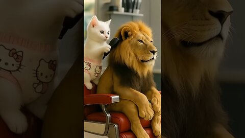 Lion Went to a Kitten Barber… BIG Mistake! 🐱✂️🦁 Funny AI Animation #ai猫