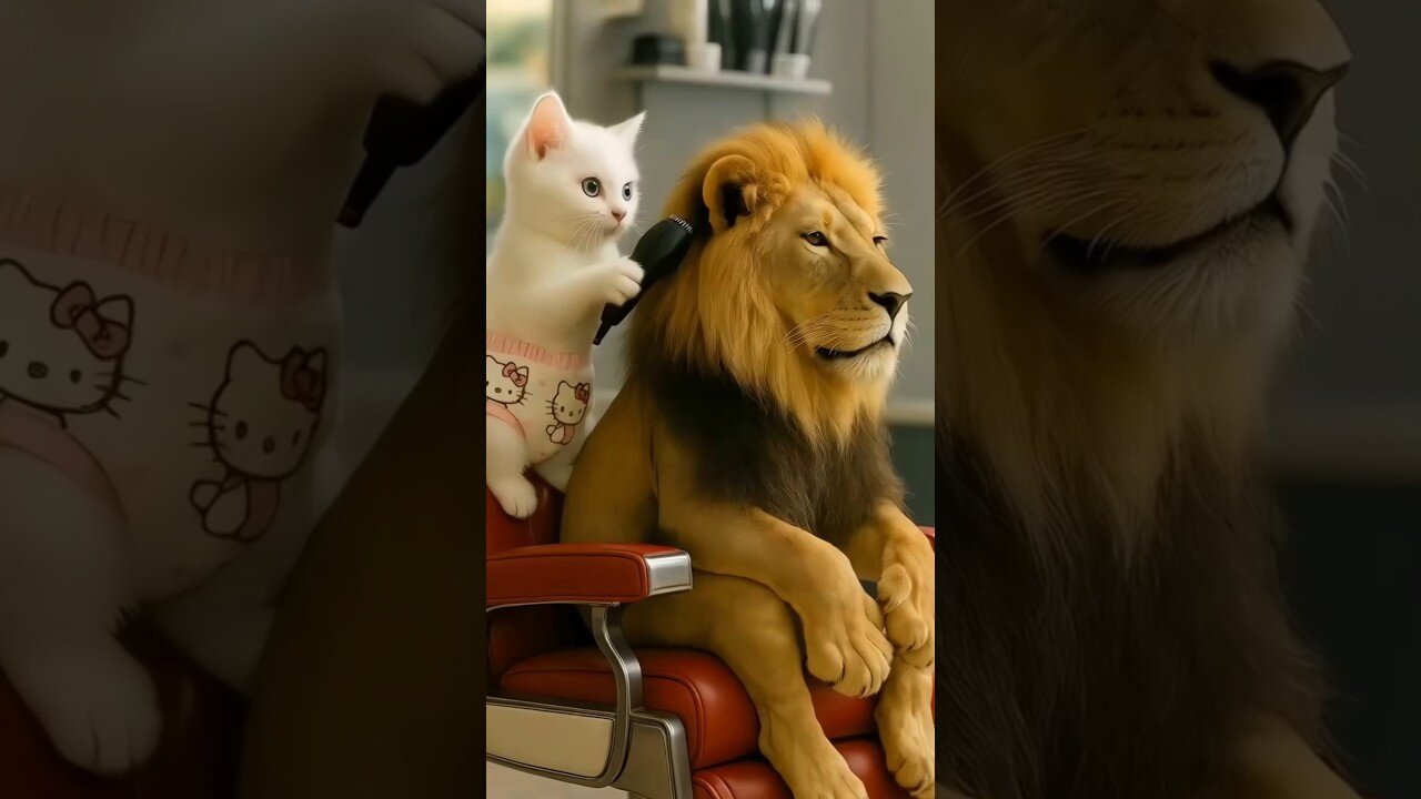Lion Went to a Kitten Barber… BIG Mistake! 🐱✂️🦁 Funny AI Animation #ai猫