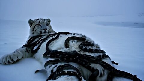 Brave snow Leopard:snakes attack on snow Leopard