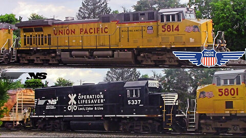 UP 5814 leads NS 143 through Erlanger KY Feat. NS 5337 (Operation Lifesaver)