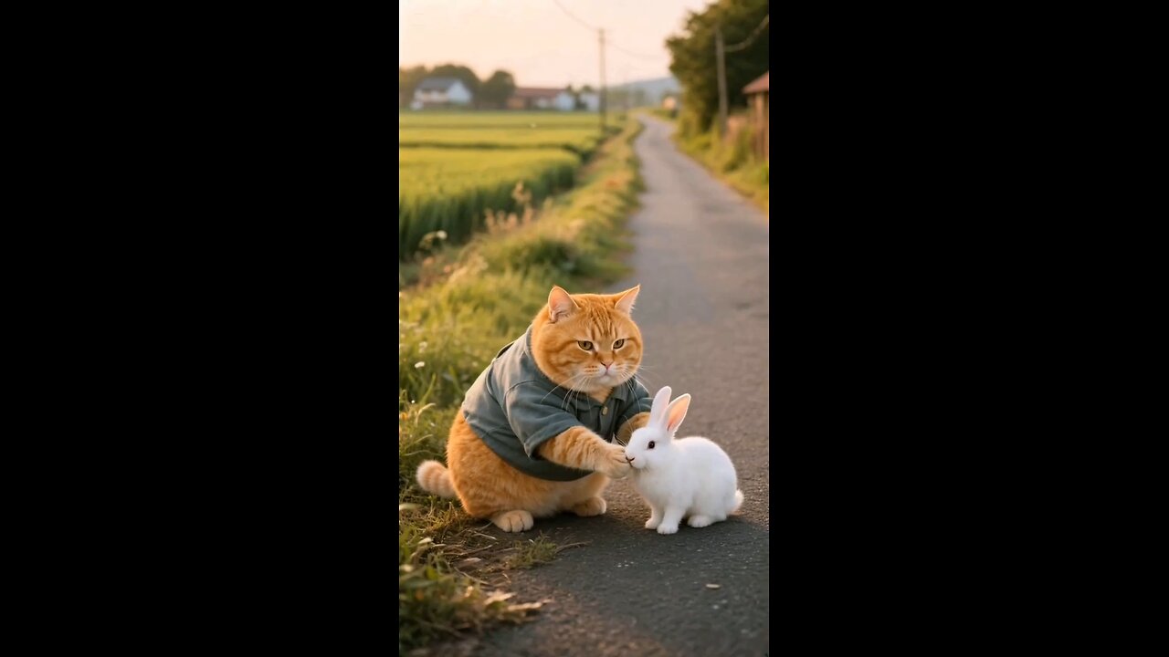 cat & Rabbit love together and friendship