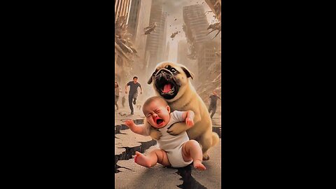 Lovely Baby Met An Earthquake Poor Pug Rescued Him#story #cute #animals #cuteanimals #earthquake #ai