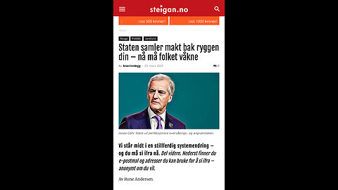 23.03.25- Steigan: Staten samler makt bak ryggen din - nå må folket våkne🔥