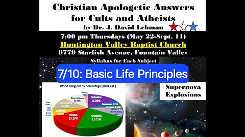 Christian Apologetics: Basic Life Principles - Dr David Lehman (10 Jul 2025)