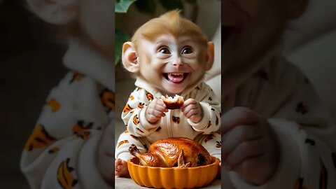 A monkey’s joy is as simple as delicious food! 🐵🍇