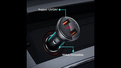 45W Car Charger with Quick Charge, LED Voltage Display, for Smartphone, Tablet, GPS, Dash Camera