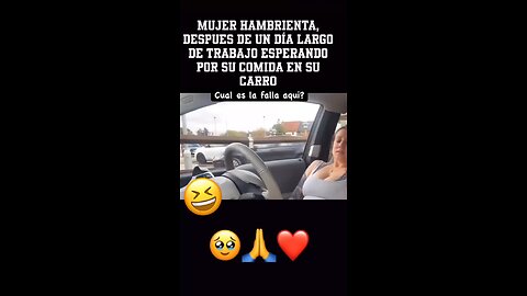 Hungry woman, after a long day at work, waiting for her food in her car. What’s the problem here?🤔😆