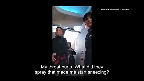 WHO-mandated aerosol spray during flight, people begin to complain of painful throats