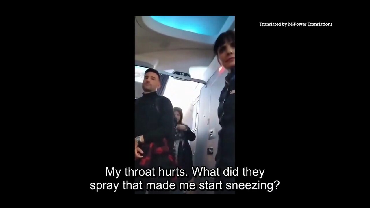 WHO-mandated aerosol spray during flight, people begin to complain of painful throats