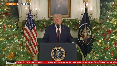 US President Donald Trump delivers an address to the nation at the White House in Washington
