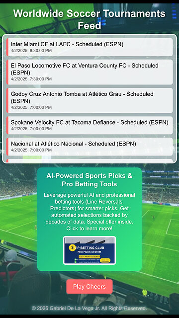 Worldwide Soccer Tournaments Feed