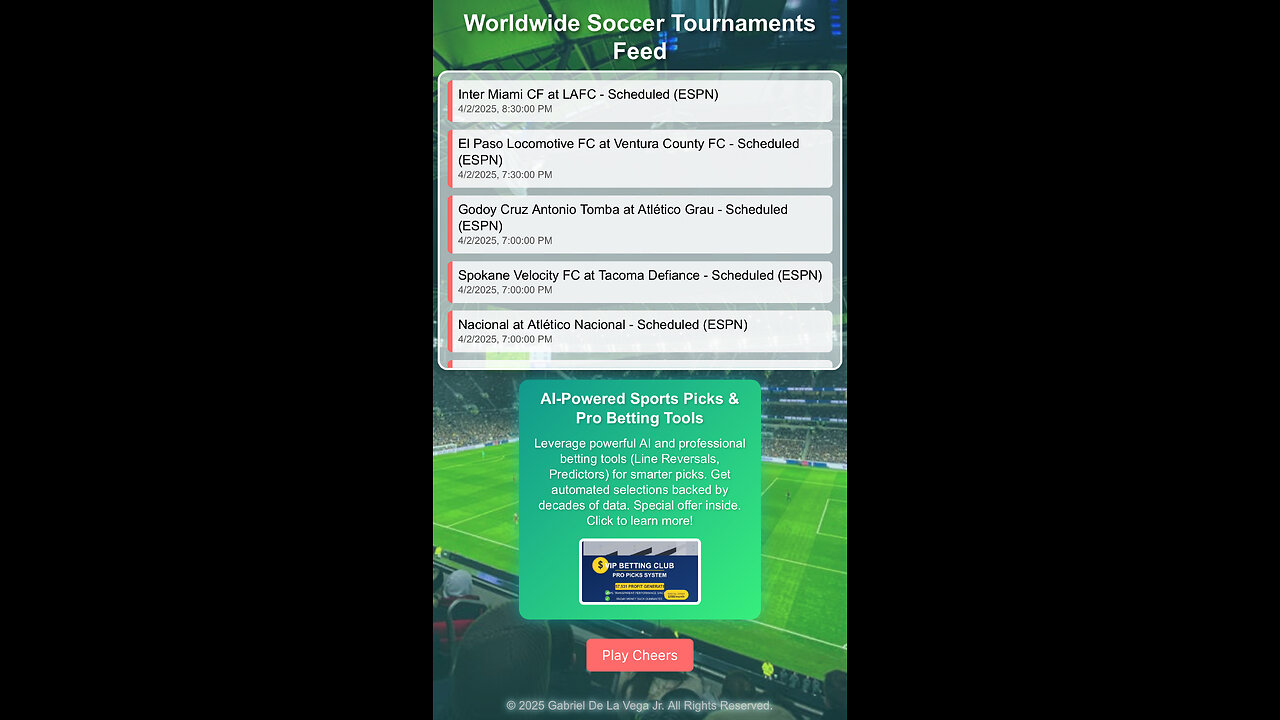 Worldwide Soccer Tournaments Feed