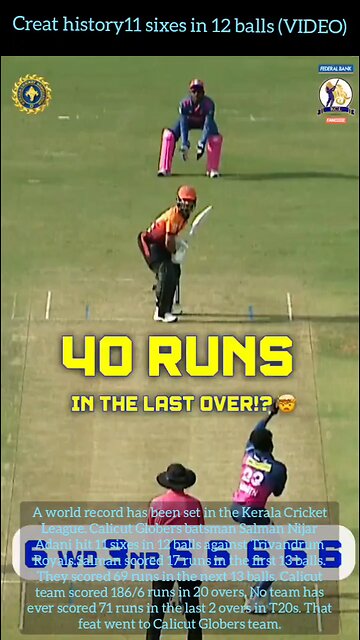 Creat history11 sixes in 12 balls