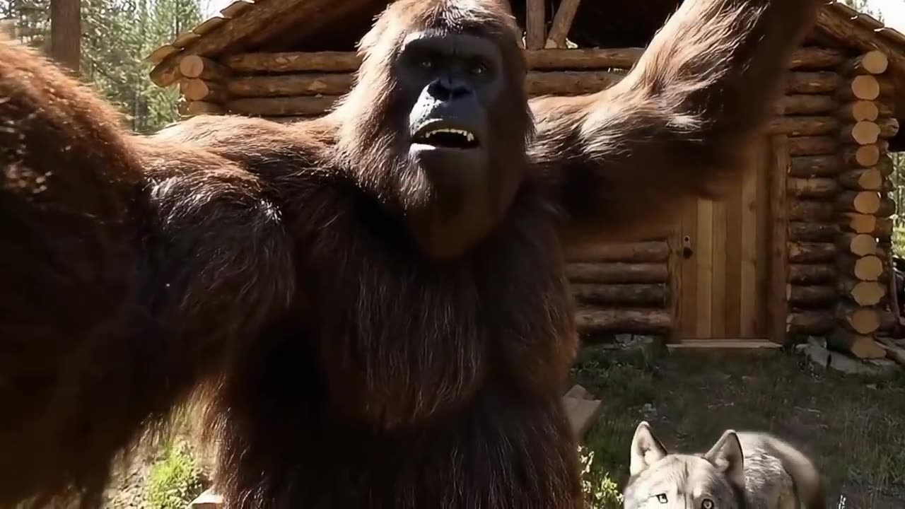 "Bigfoot's Epic Log Cabin Build – Watch the Legend at Work! 🛠️🏡"