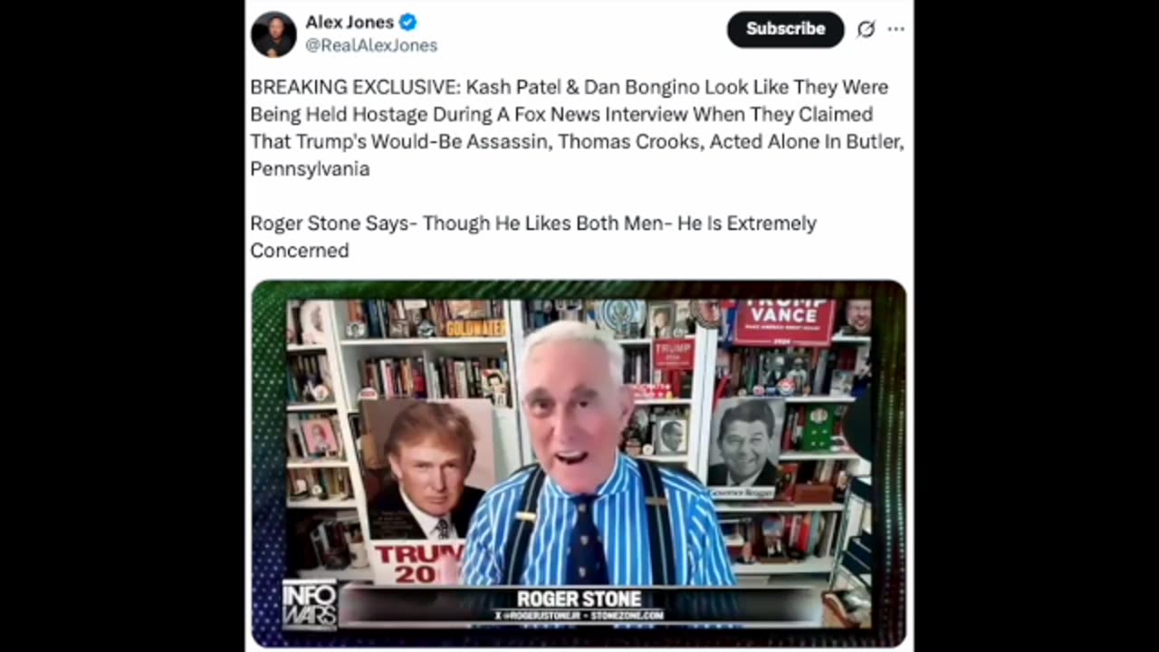 Alex Jones (X) : Dan Bongino & Kash Patel Were Acting Weird During Interview With Maria Bartiromo