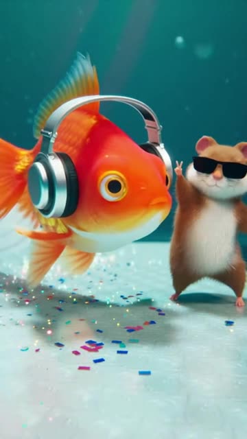 Goldfish vs Hamster Dance Battle in a Mini Disco Tank! 🐟🕺🐹✨