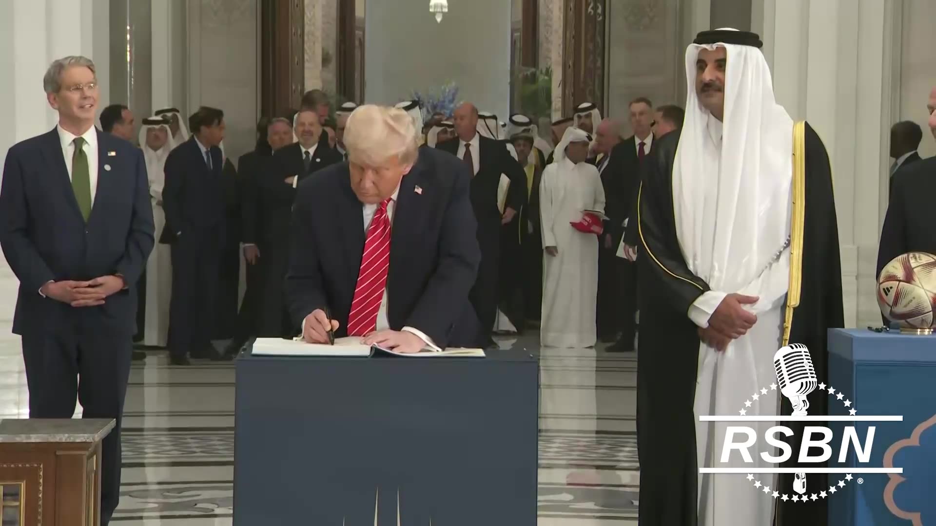 WATCH: President Trump Signs FIFA Ball and Patent For The Emir - 5/14/25