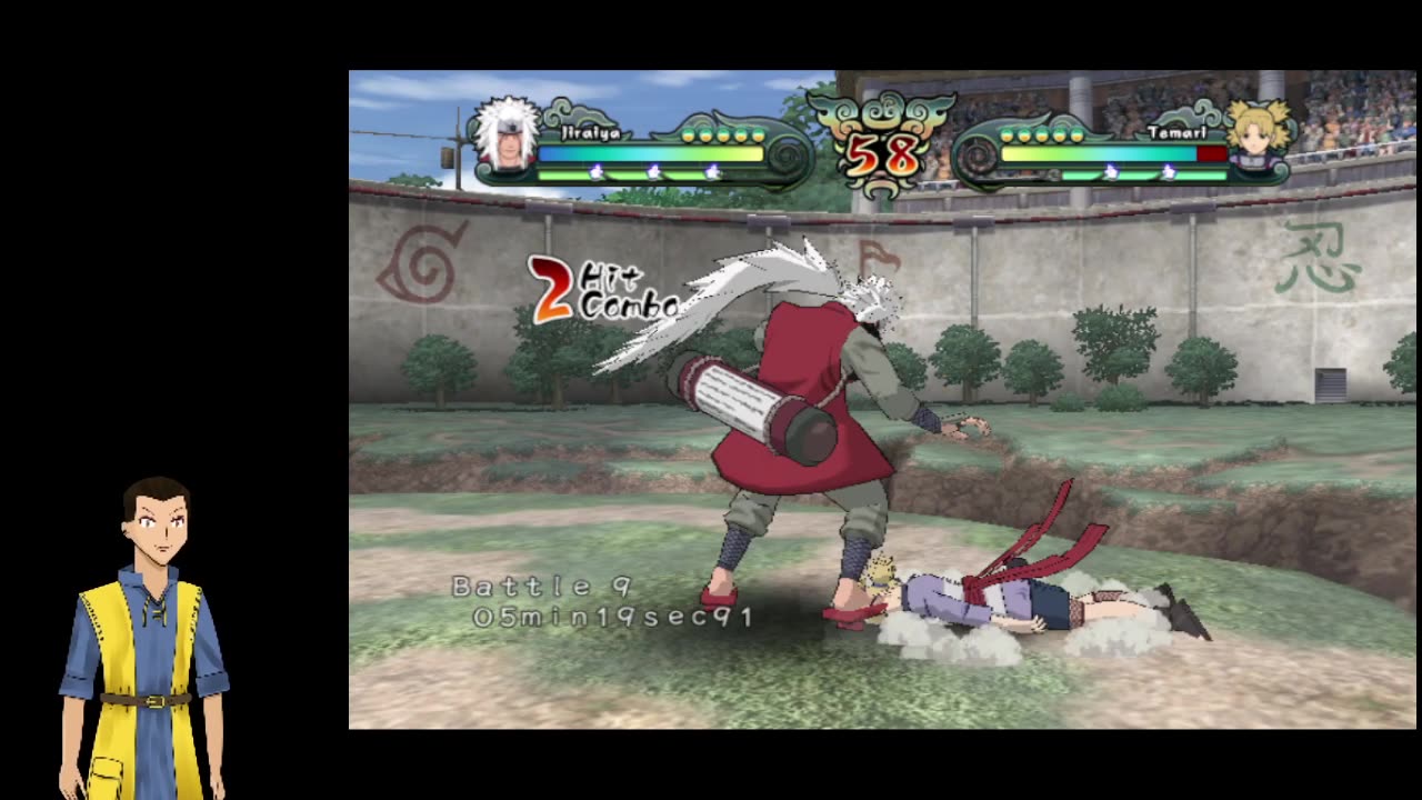 Naruto Clash of Ninja Revolution 2 (Wii/Dolphin) Jiraiya Time Attack run!
