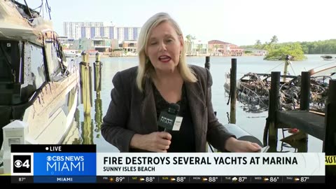 Several yachts burst into flames at Sunny Isles Beach marina