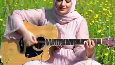 Elegant Guitar Flow 🌸 | #acousticshorts #shorts #muslimah