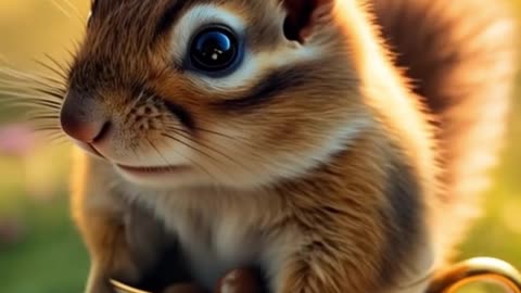 Chipmunk popping out of a teacup